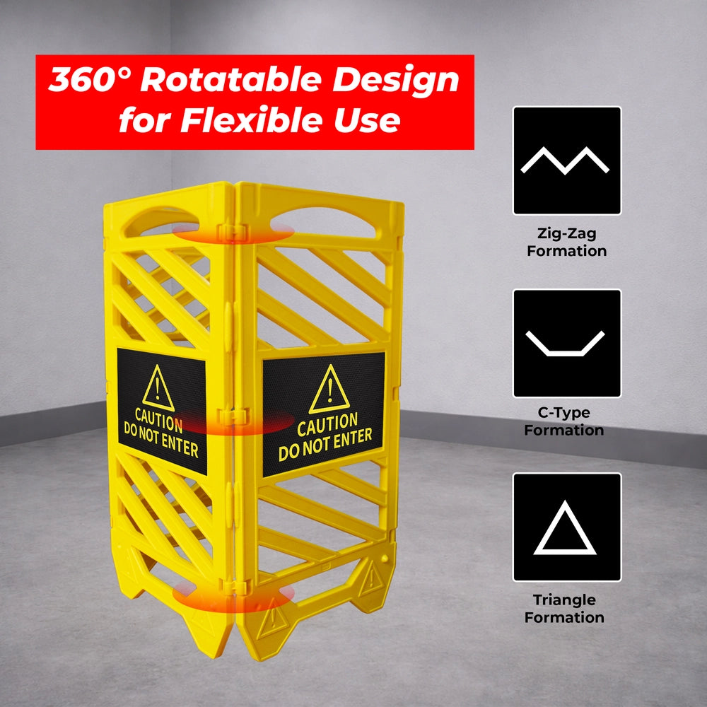 Folding Safety Barrier Yellow | Collapsible Barricade with Do Not Enter Sign