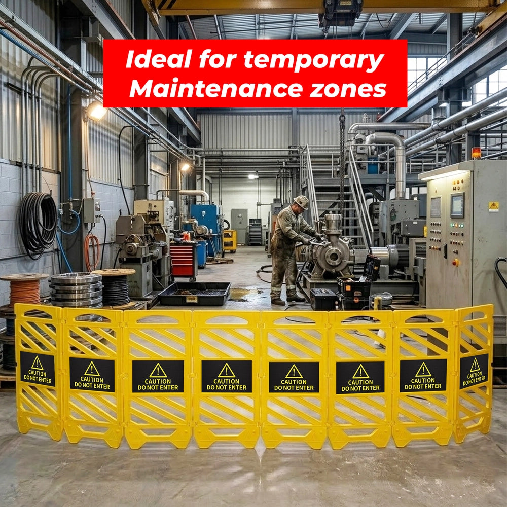 Folding Safety Barrier Yellow | Collapsible Barricade with Do Not Enter Sign