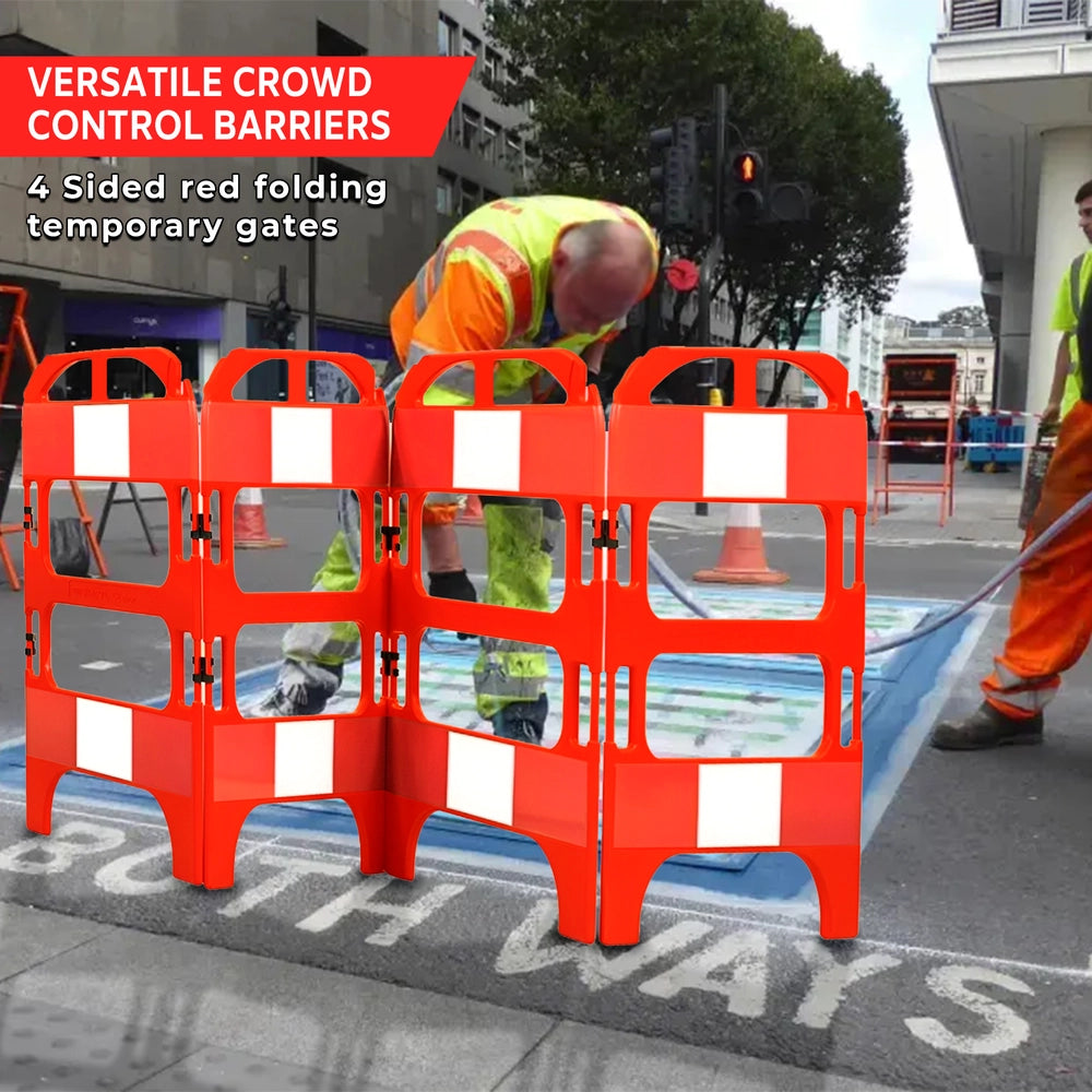 Folding Safety Barrier Red Temporary Gate | Reflective Manhole Barrier