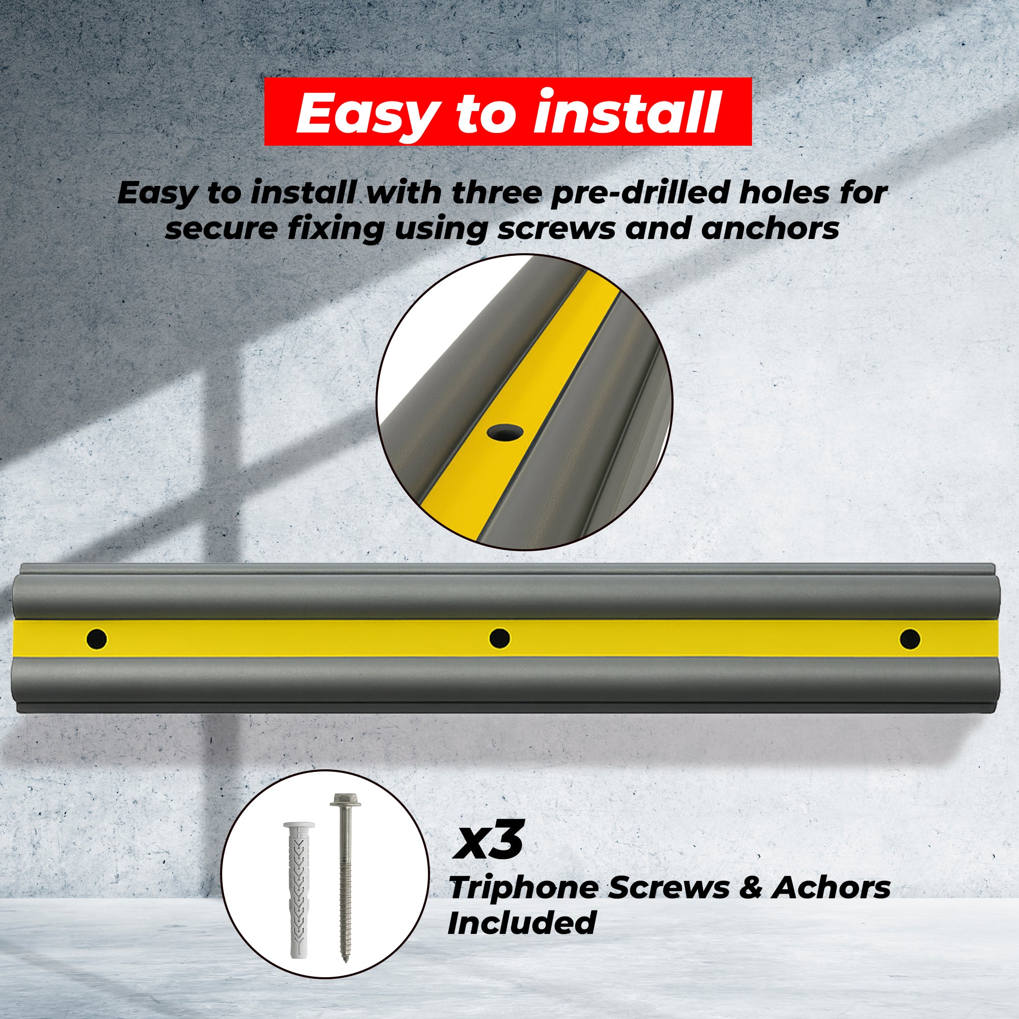 Heavy Duty Rubber Wall Guard Gray 1000mm