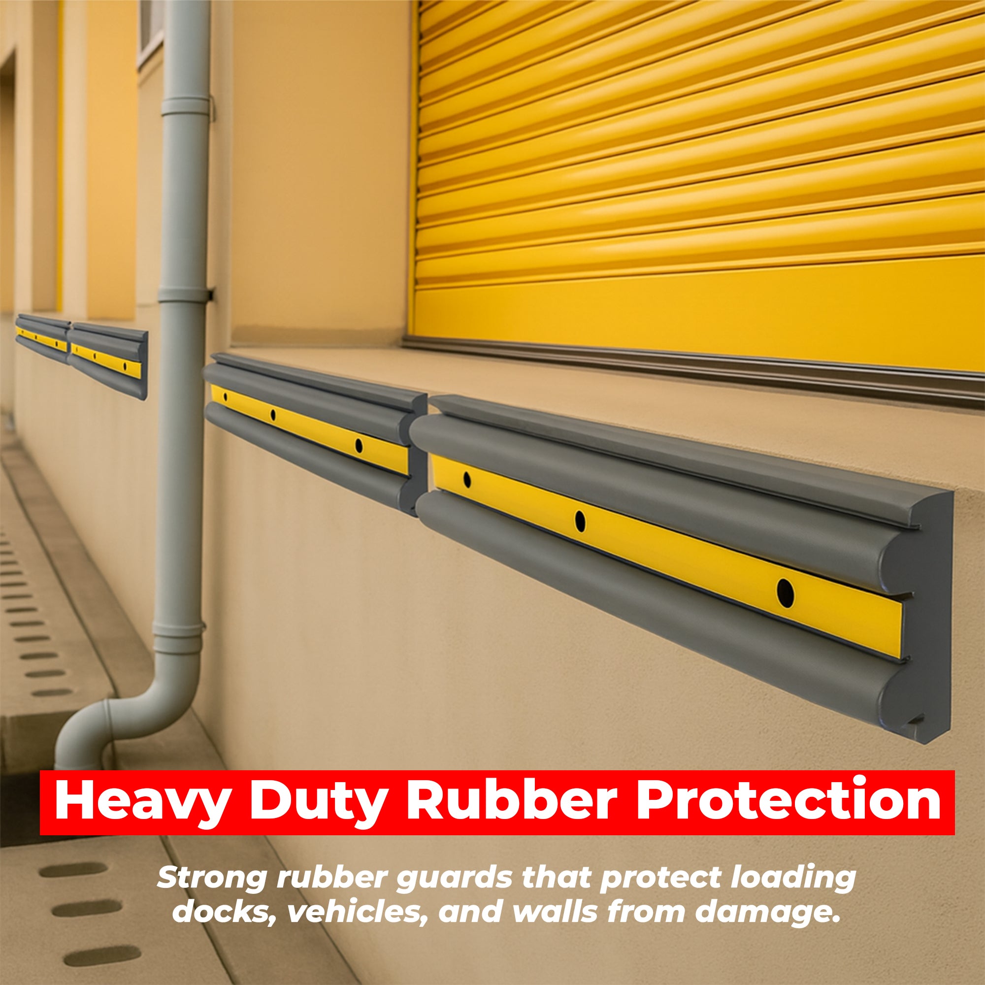 Heavy Duty Rubber Wall Guard Gray 1000mm