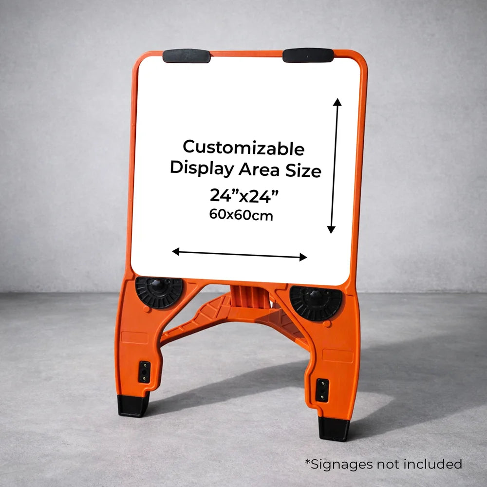 Orange A Frame Sign Stand | Foldable Pavement Sign Holder 24x24 Inch
