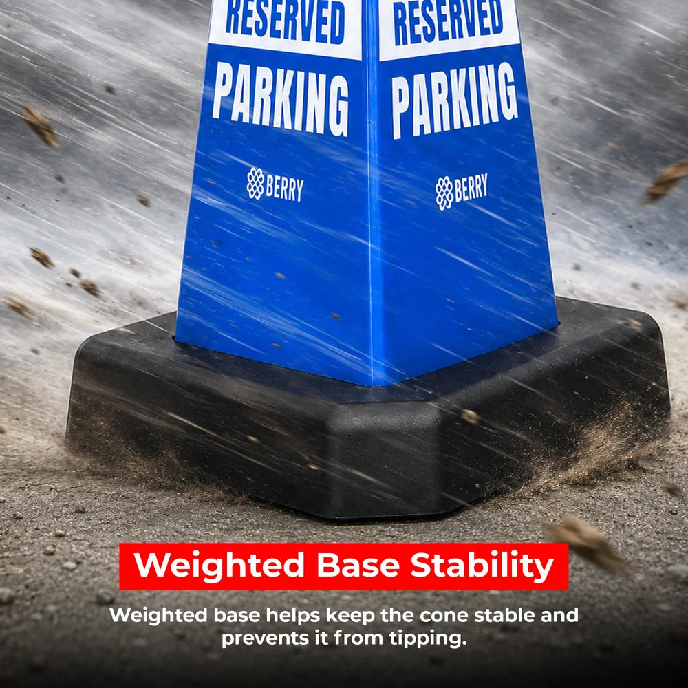 blue heavy duty parking cone with weighted base for long lasting use