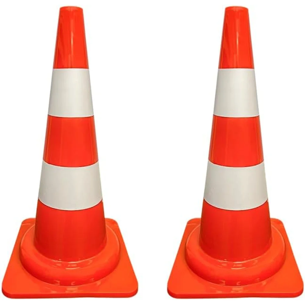 Heavy duty 55cm flexible PVC reflective traffic cone for long term safety use