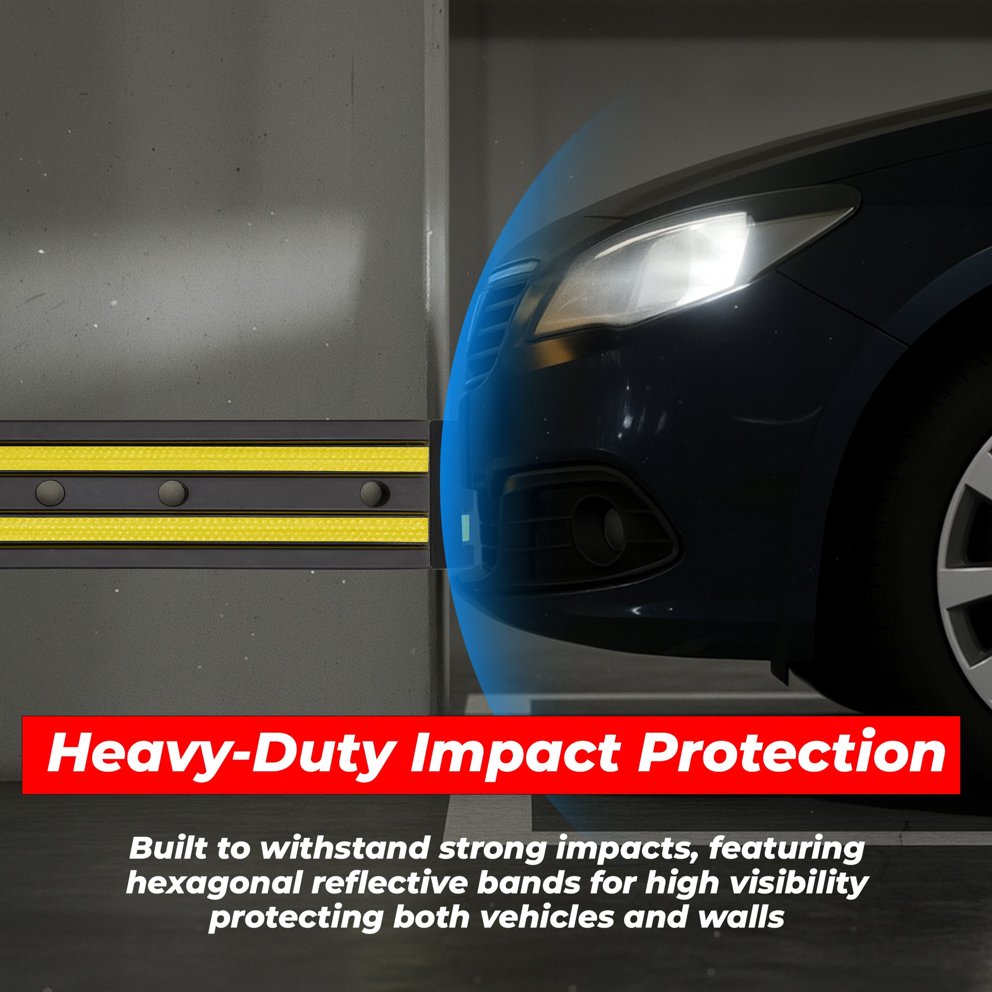 Heavy Rubber Wall Guard Protector 1000mm Black and Yellow