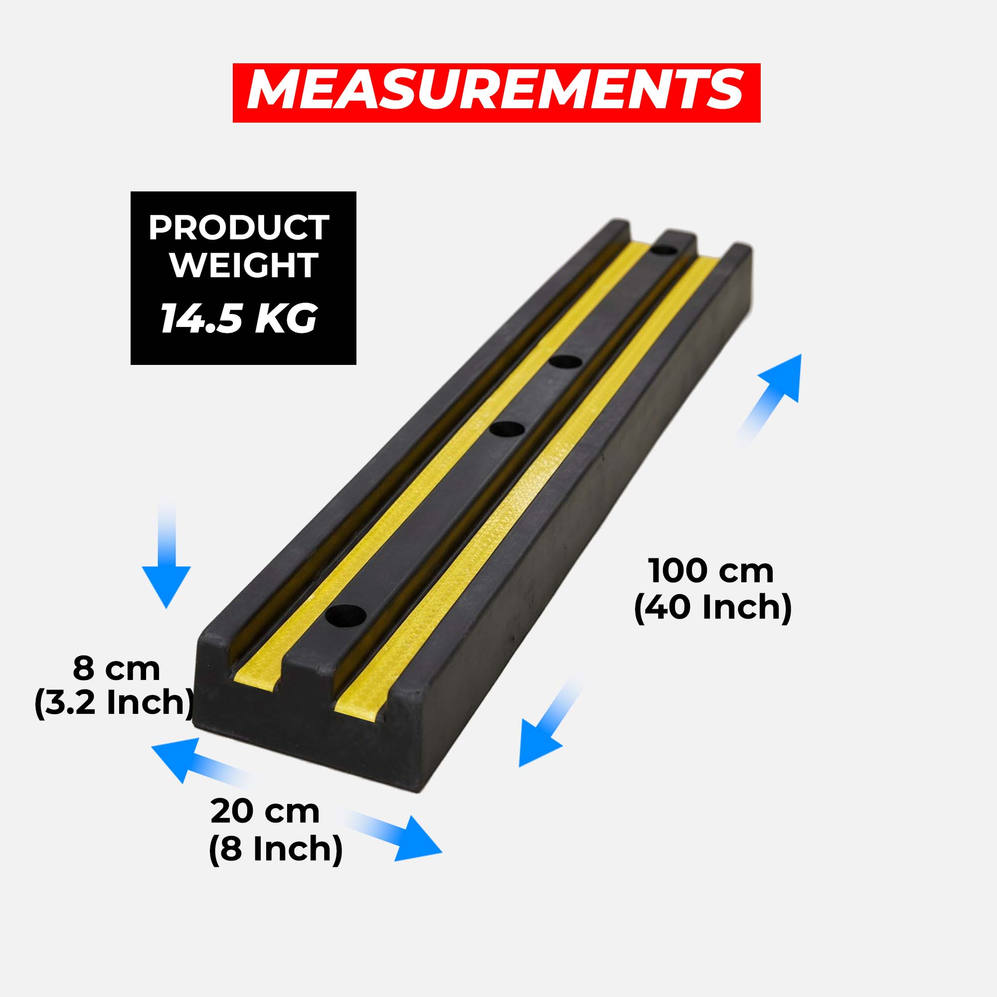 Heavy Rubber Wall Guard Protector 1000mm Black and Yellow