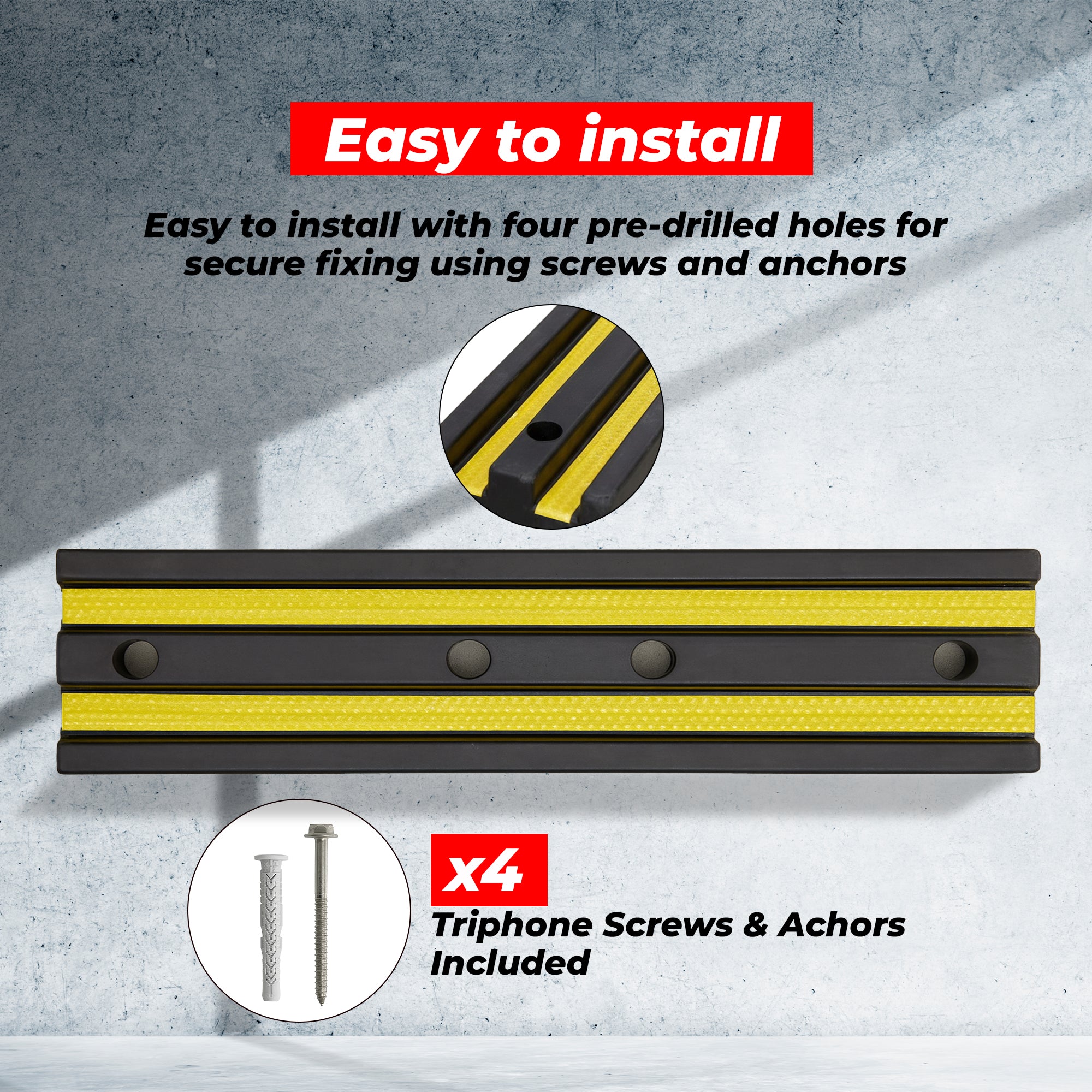Heavy Rubber Wall Guard Protector 1000mm Black and Yellow