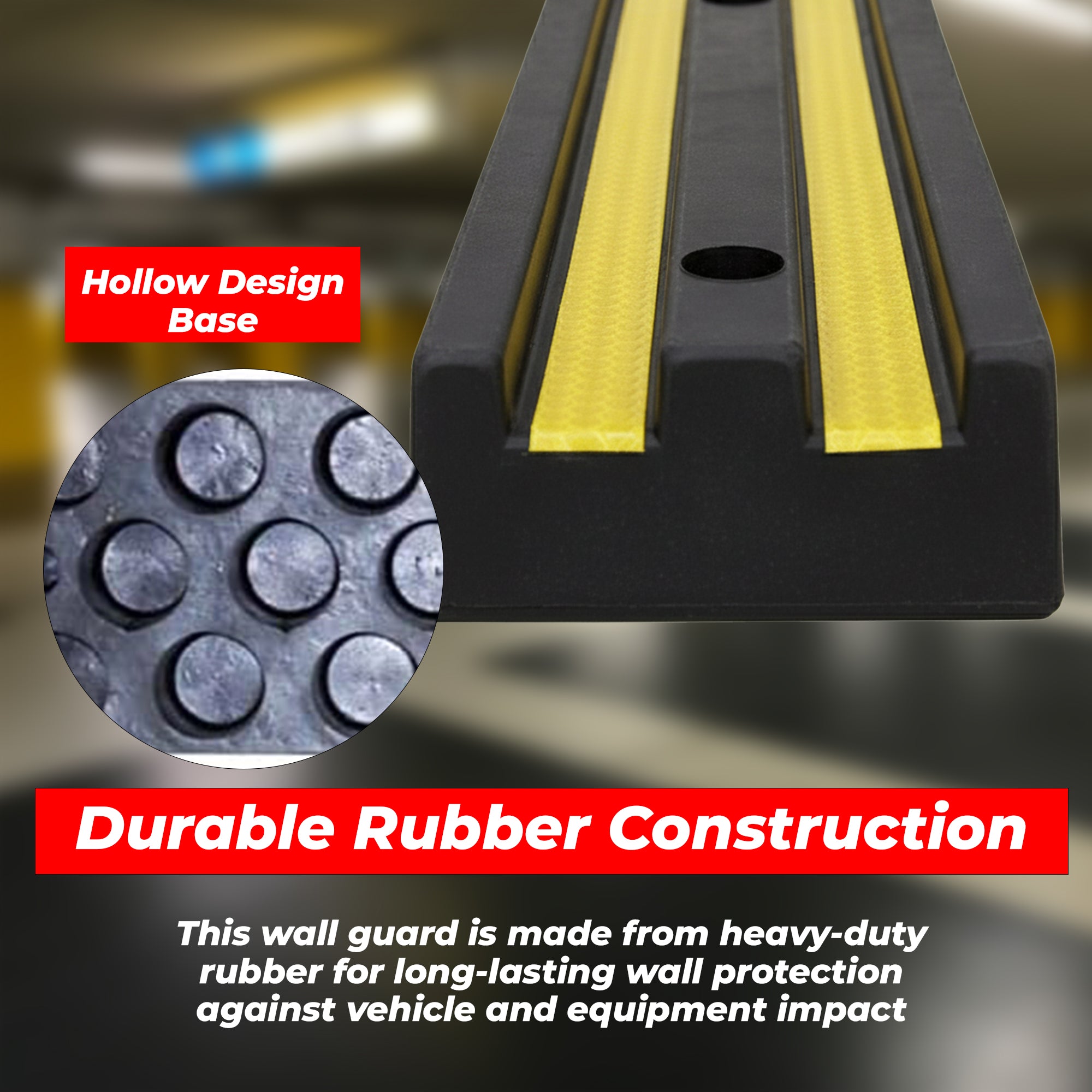 Heavy Rubber Wall Guard Protector 1000mm Black and Yellow