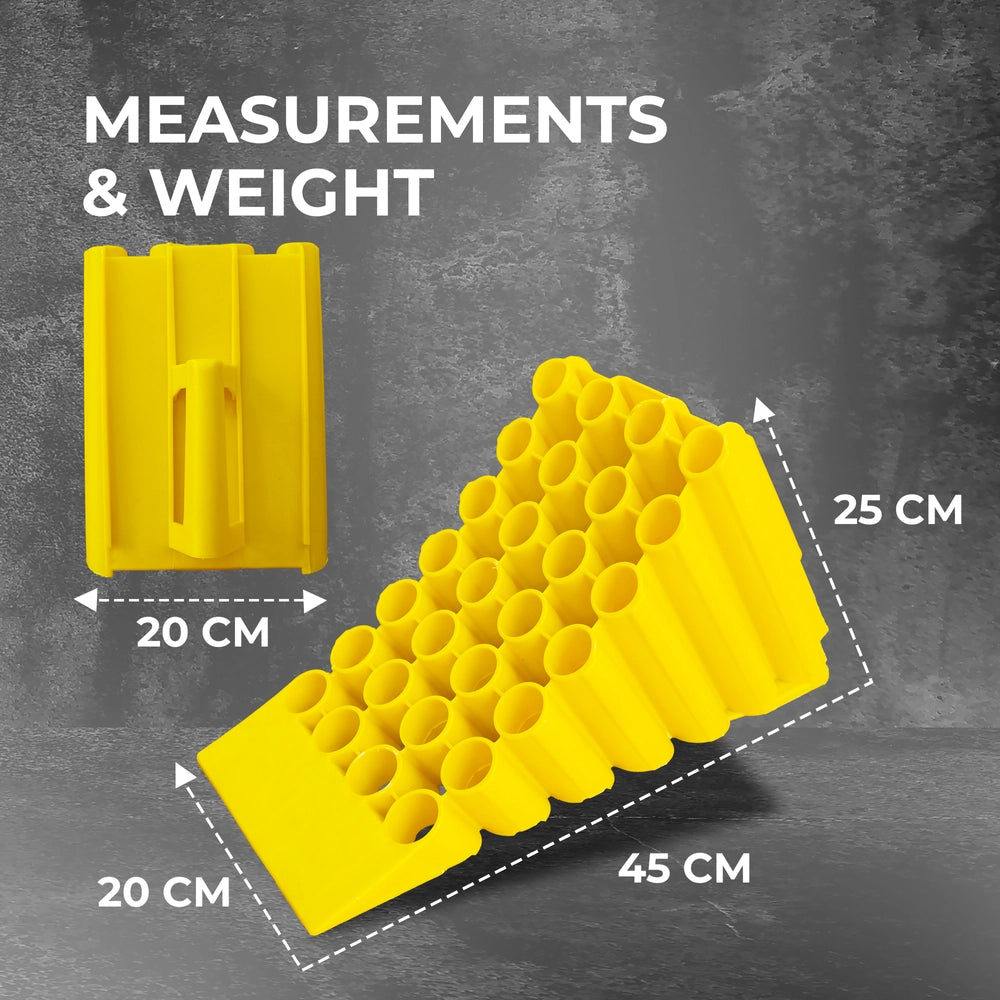 Heavy Duty Wheel Chock | 45cm Anti-Slip Parking Block with Handle - Yellow