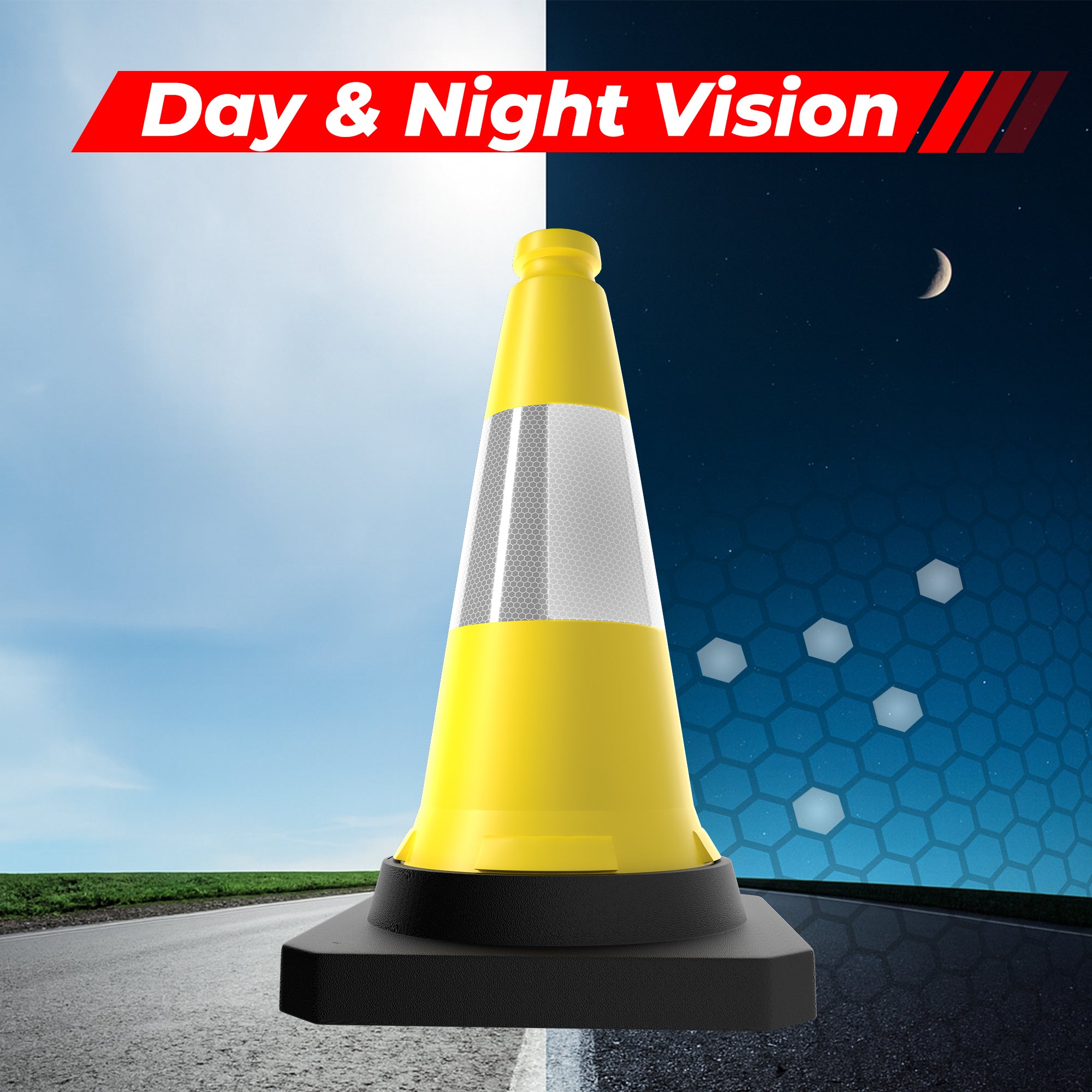 500mm Yellow Traffic Cone High Visibility Reflective