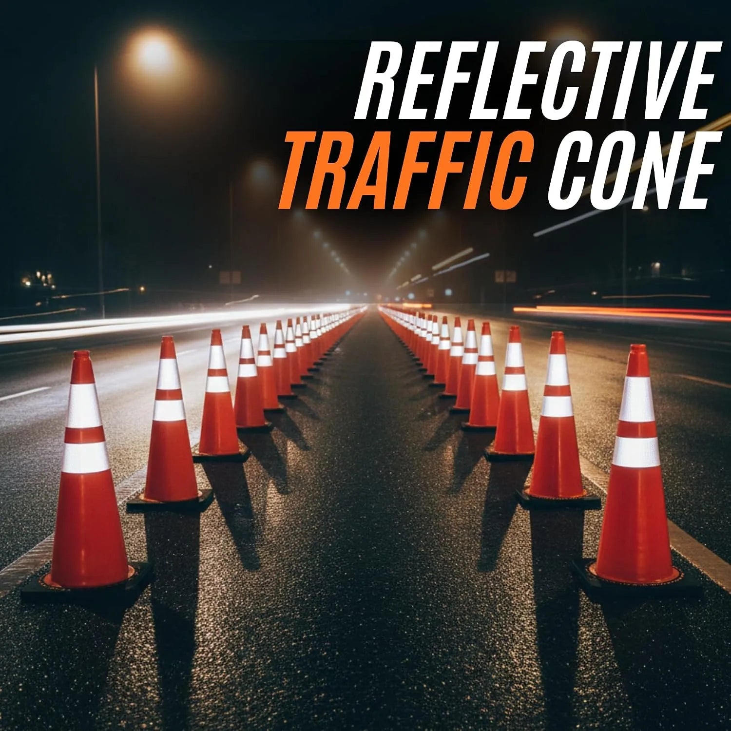 75 cm Unbreakable Traffic Cone – Orange High-Visibility PVC Safety Cone with Two Reflective Collars