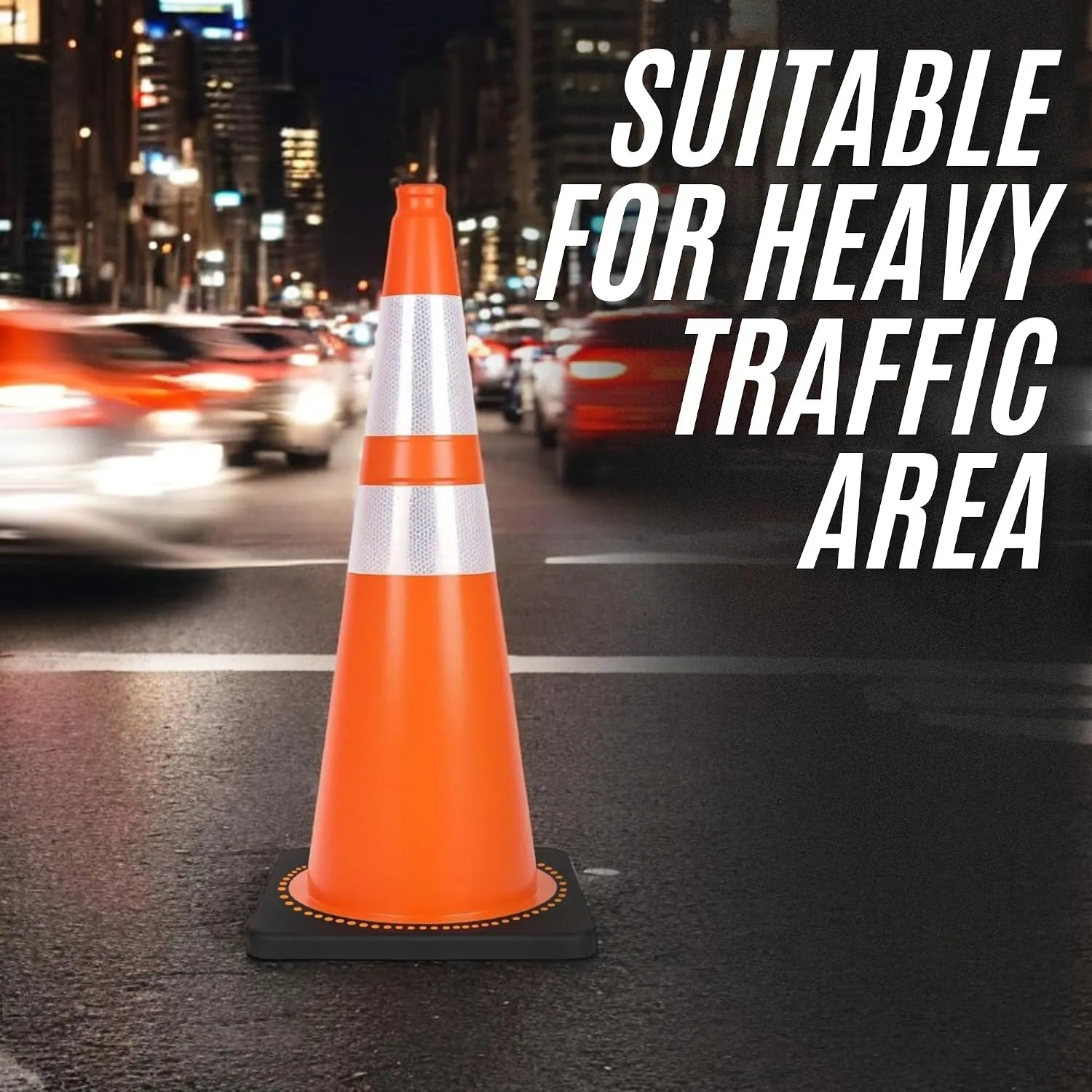 75 cm Unbreakable Traffic Cone – Orange High-Visibility PVC Safety Cone with Two Reflective Collars