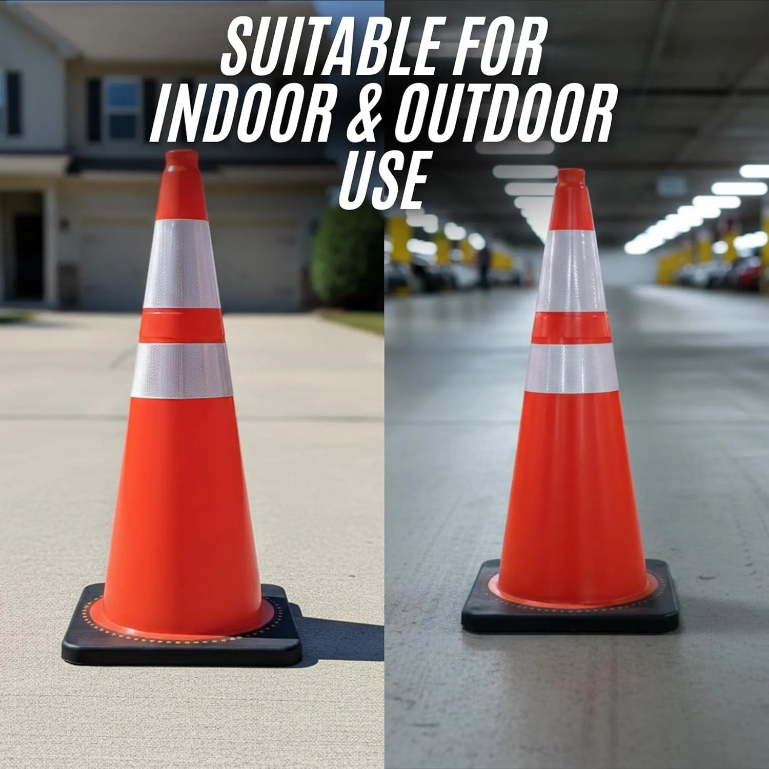 75 cm Unbreakable Traffic Cone – Orange High-Visibility PVC Safety Cone with Two Reflective Collars