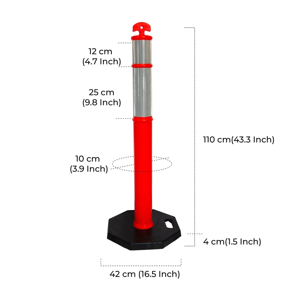 110CM Delineator Post with T-Top | Orange Traffic Bollard with Rubber Base