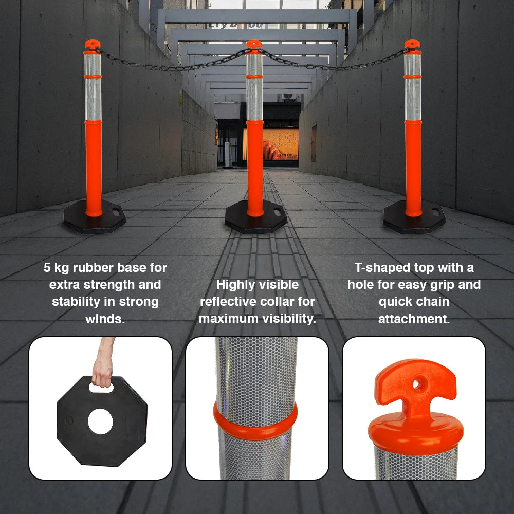110CM Delineator Post with T-Top | Orange Traffic Bollard with Rubber Base