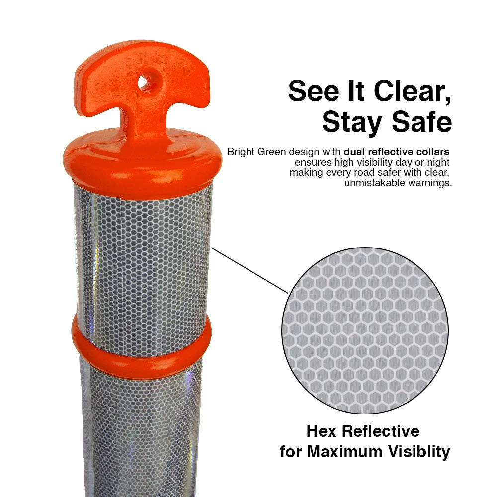 110CM Delineator Post with T-Top | Orange Traffic Bollard with Rubber Base