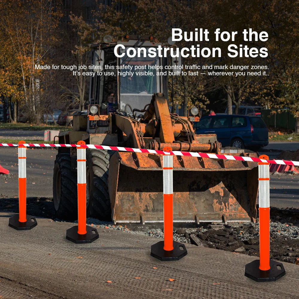 110CM Delineator Post with T-Top | Orange Traffic Bollard with Rubber Base