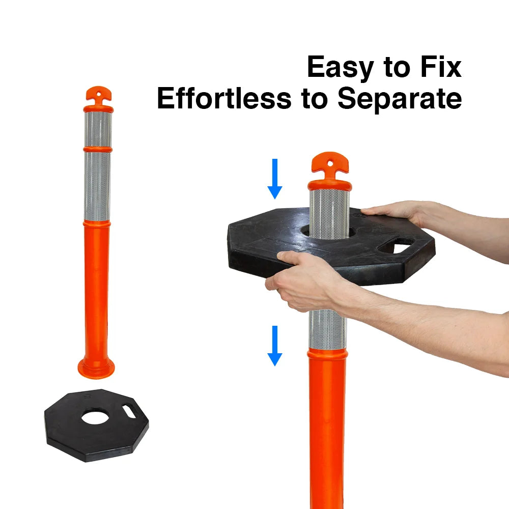 110CM Delineator Post with T-Top | Orange Traffic Bollard with Rubber Base