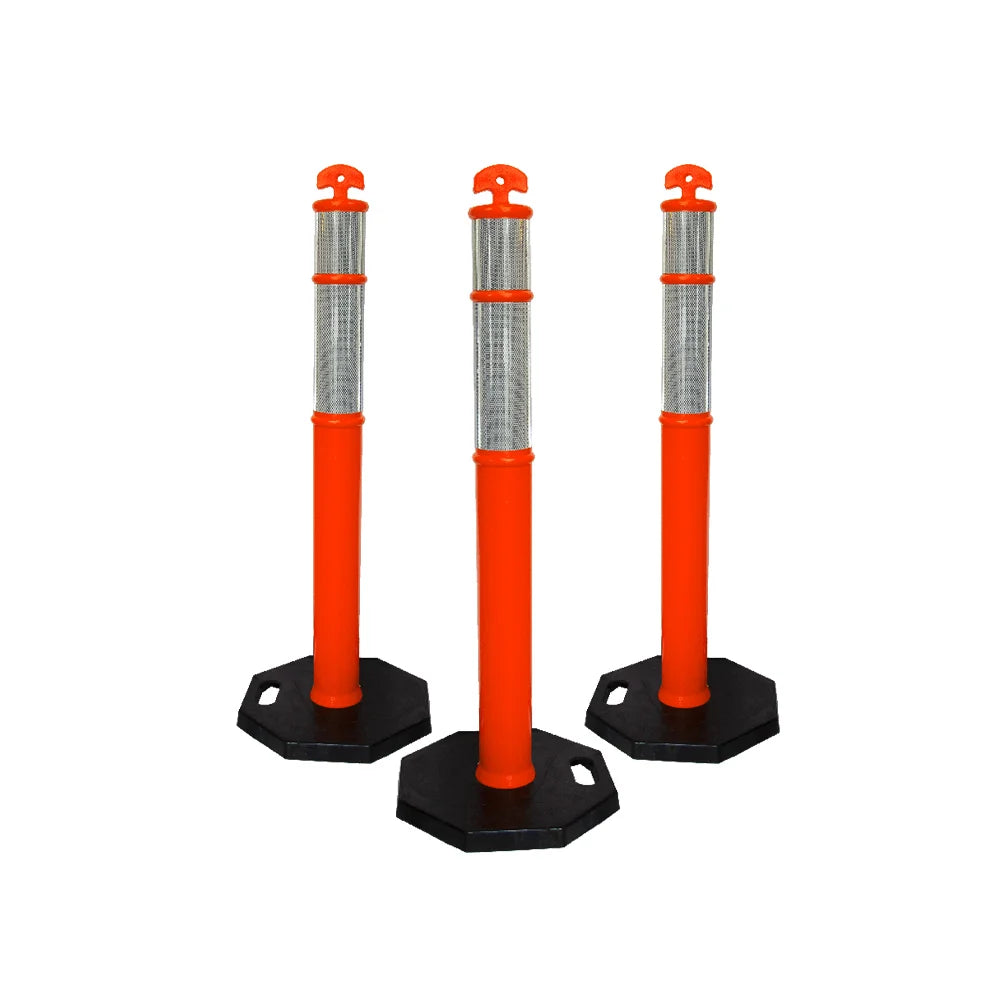 110CM Delineator Post with T-Top | Orange Traffic Bollard with Rubber Base