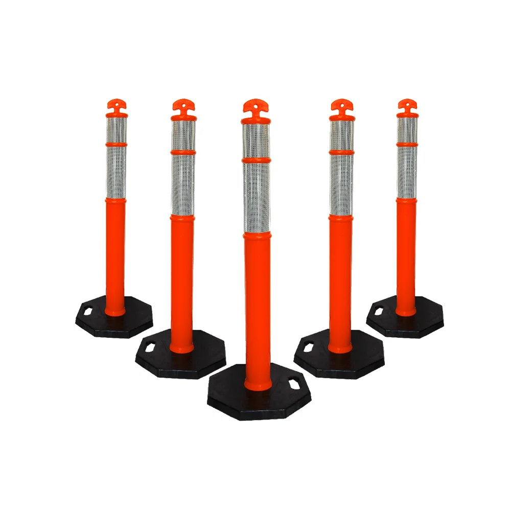 110CM Delineator Post with T-Top | Orange Traffic Bollard with Rubber Base