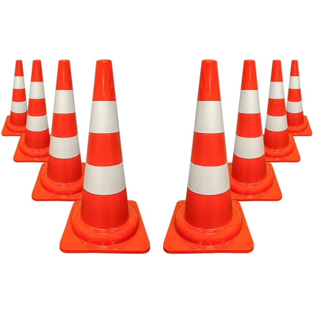 55cm orange flexible PVC reflective traffic cone for high visibility and road safety