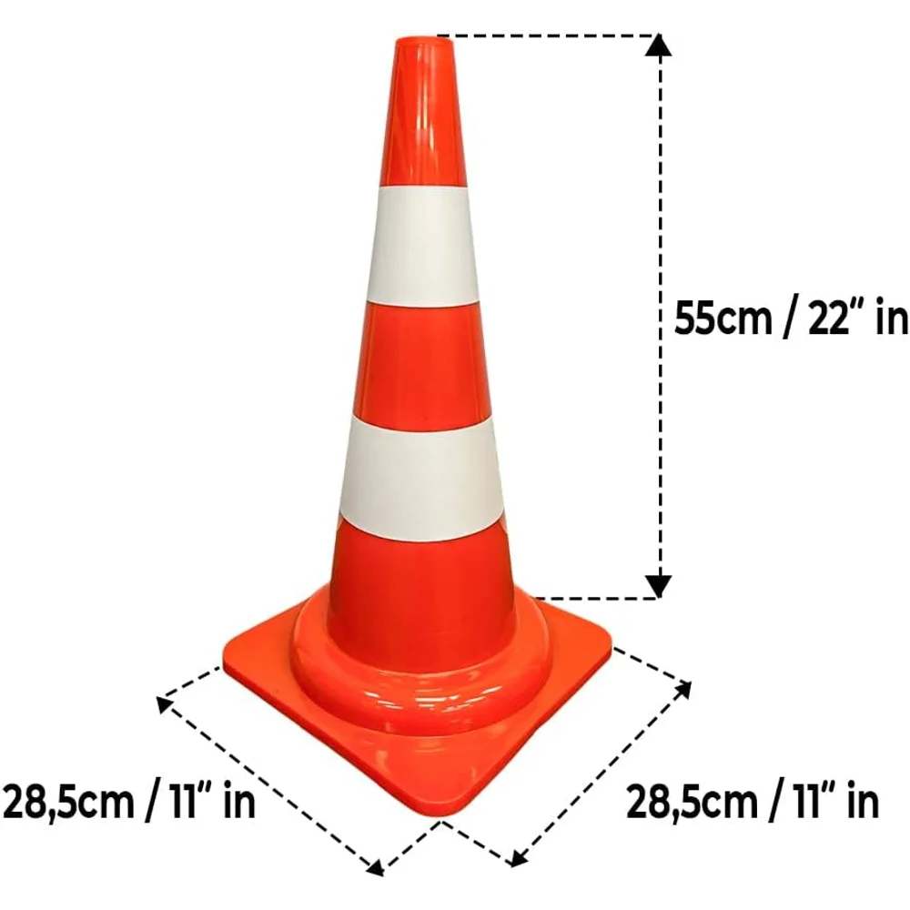 55cm PVC flexible reflective traffic cone for road safety and hazard marking