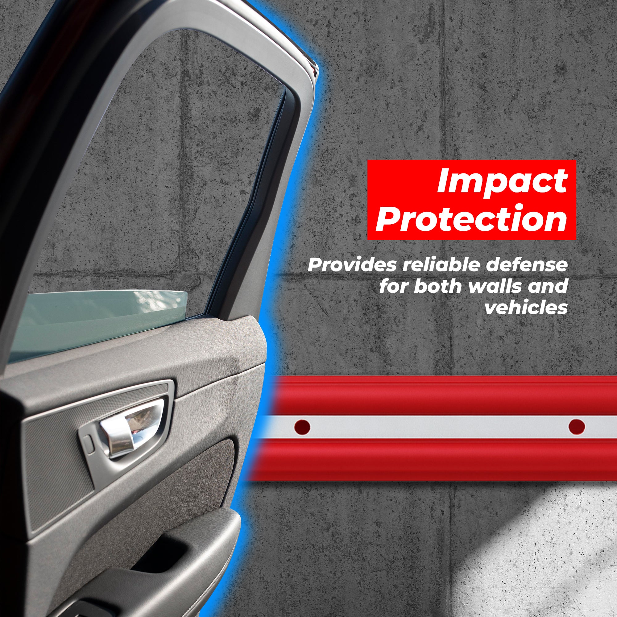 Heavy Duty Rubber Wall Guard Red 1000mm