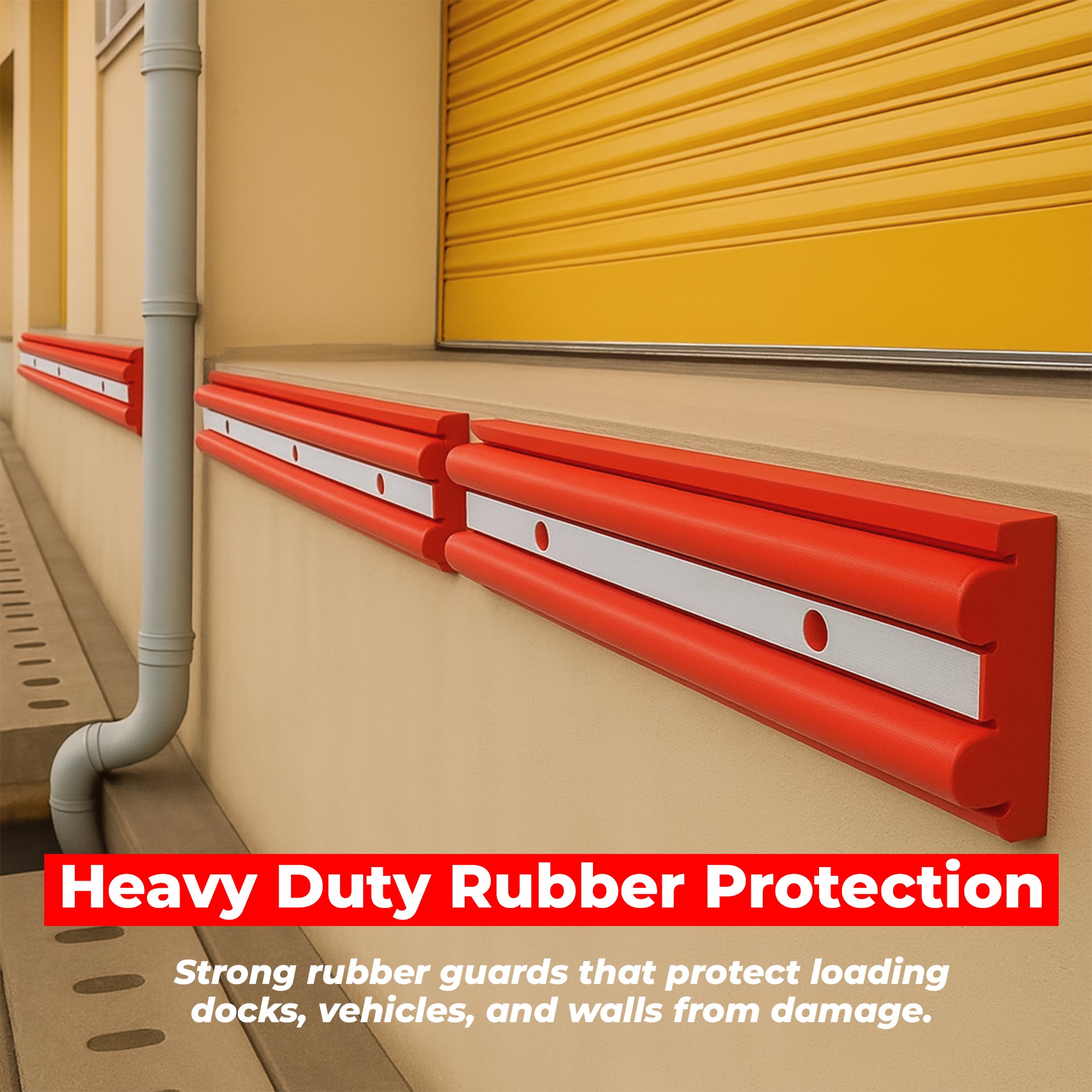 Heavy Duty Rubber Wall Guard Red 1000mm