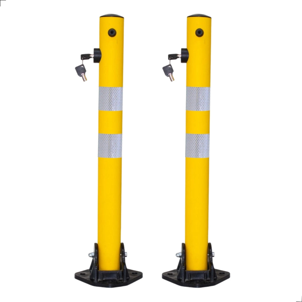 Reflective Parking Barrier 65CM | Anti Parking Bollard with Key Lock – Yellow