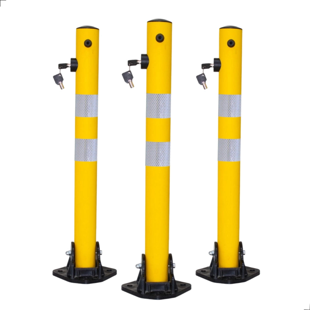 Reflective Parking Barrier 65CM | Anti Parking Bollard with Key Lock – Yellow