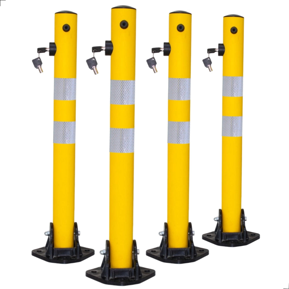 Reflective Parking Barrier 65CM | Anti Parking Bollard with Key Lock – Yellow