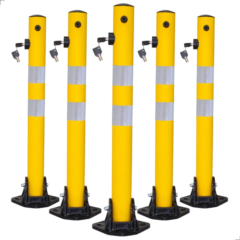Reflective Parking Barrier 65CM | Anti Parking Bollard with Key Lock – Yellow