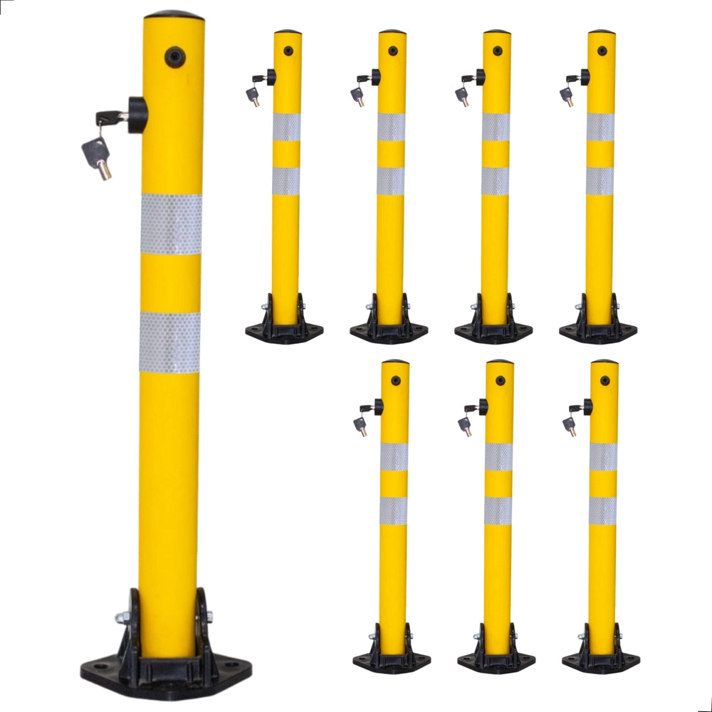 Reflective Parking Barrier 65CM | Anti Parking Bollard with Key Lock – Yellow