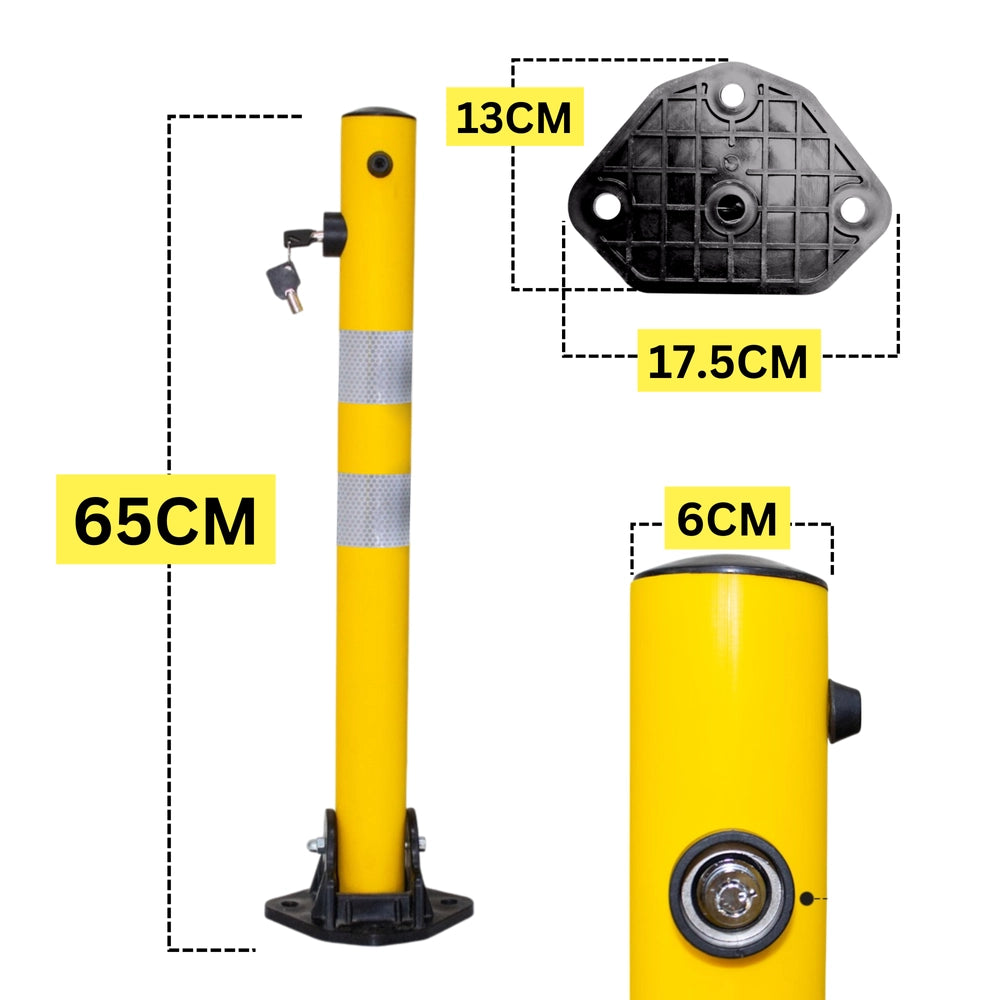 Reflective Parking Barrier 65CM | Anti Parking Bollard with Key Lock – Yellow