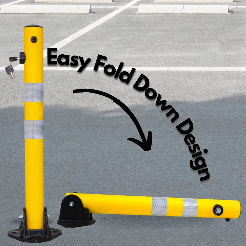 Reflective Parking Barrier 65CM | Anti Parking Bollard with Key Lock – Yellow