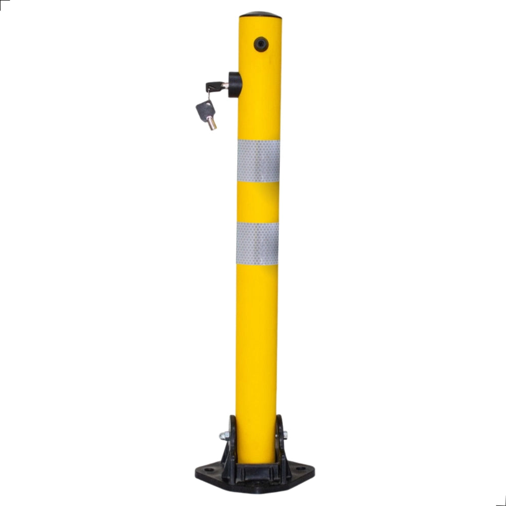 Reflective Parking Barrier 65CM | Anti Parking Bollard with Key Lock – Yellow
