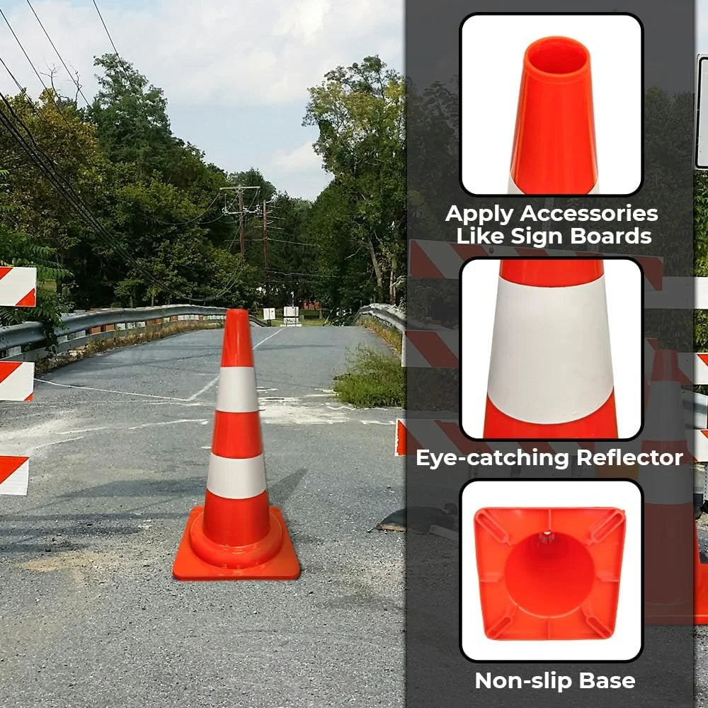 Flexible 55cm reflective PVC traffic cone for parking and construction zones