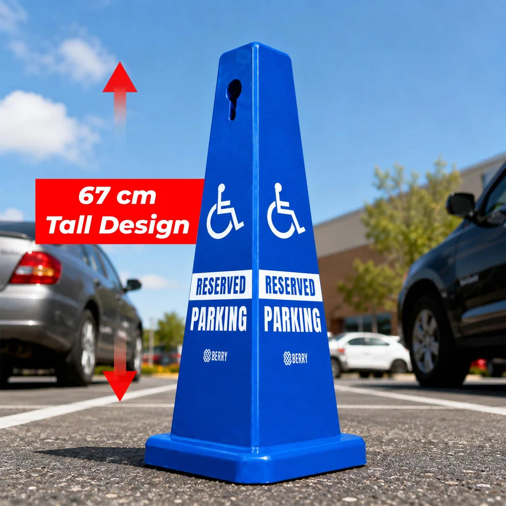 blue reserved space parking cone for clear parking identification