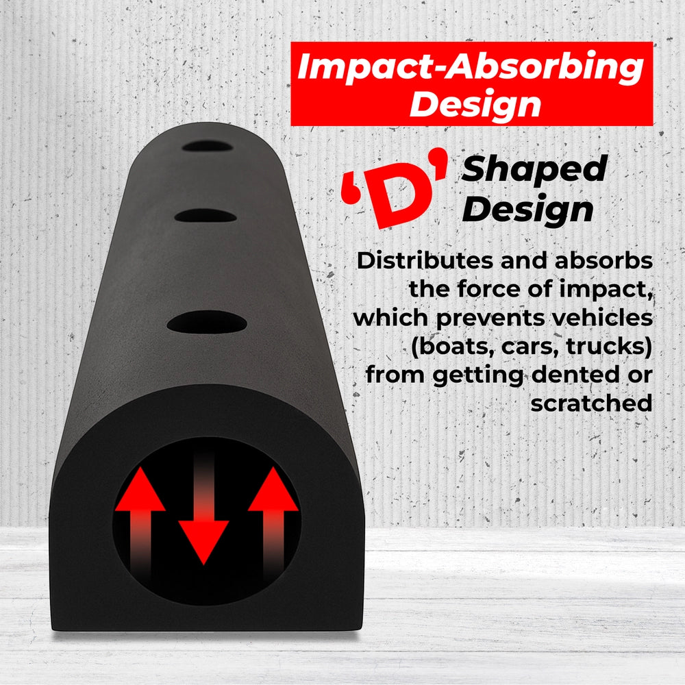 Rubber Buffer Strip D-Type 90x10x10 CM | Heavy Duty Wall Guard & Dock Bumper