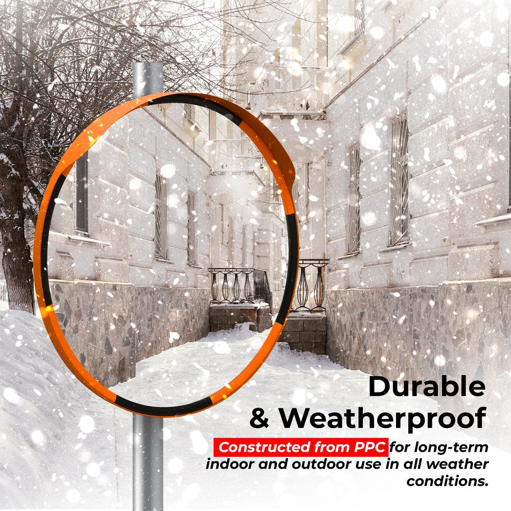 60CM Convex Safety Mirror | Round Wide Angle Security Mirror with Orange Frame