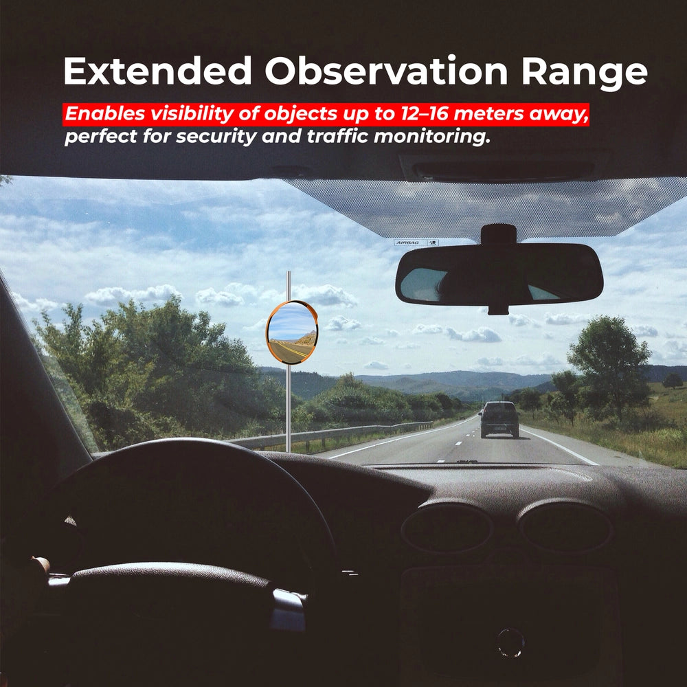 60CM Convex Safety Mirror | Round Wide Angle Security Mirror with Orange Frame