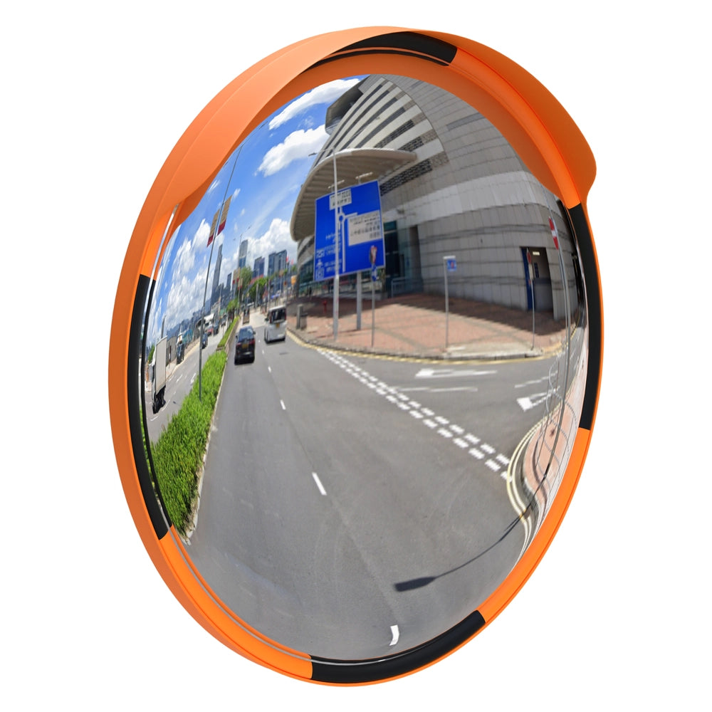 80CM Convex Safety Mirror | Round Wide Angle Security Mirror with Orange Frame