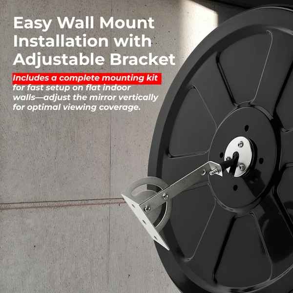 black convex mirror for parking area safety and visibility