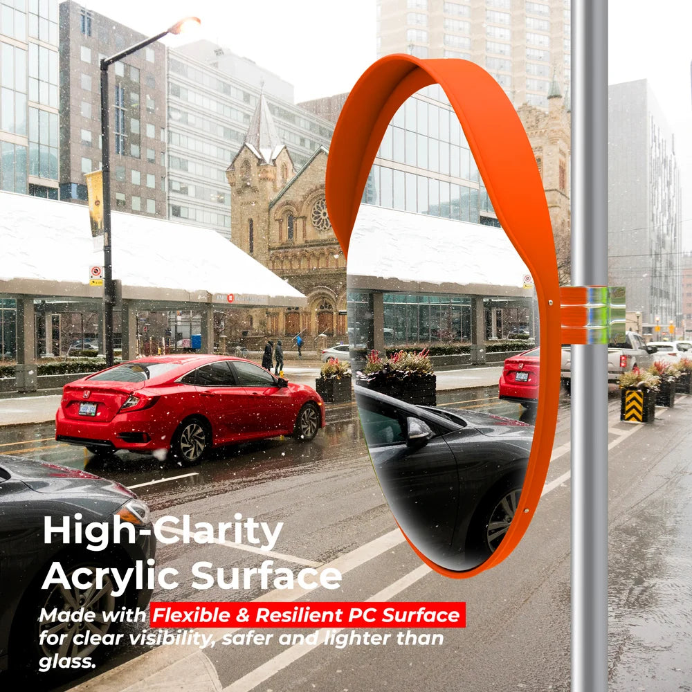 convex safety mirror for indoor surveillance and visibility improvement
