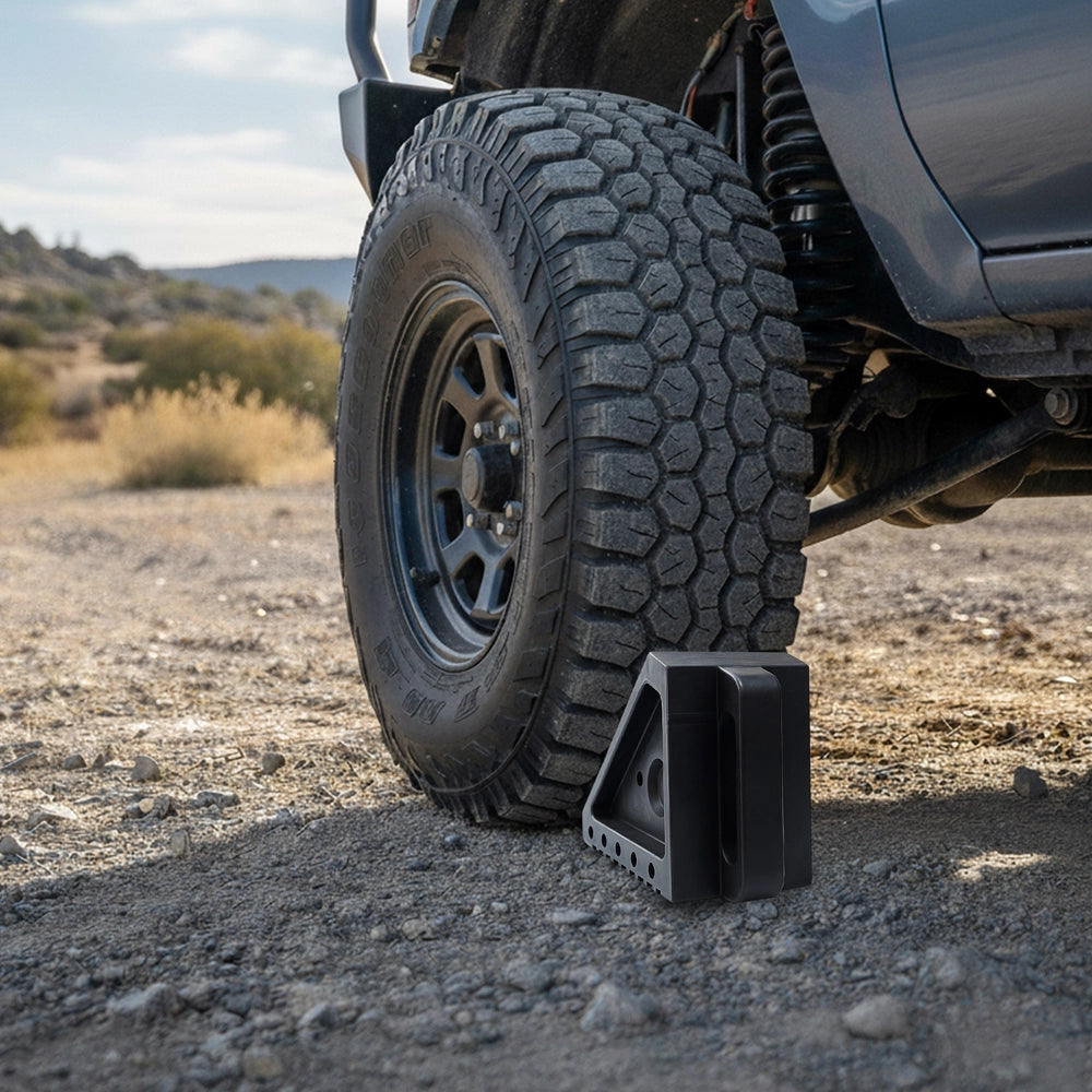 Small Wheel Chock 2KG | Rubber Wheel Stop with Handle - Black