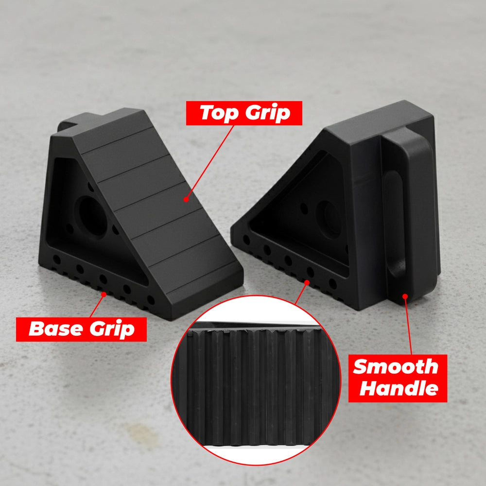 Small Wheel Chock 2KG | Rubber Wheel Stop with Handle - Black