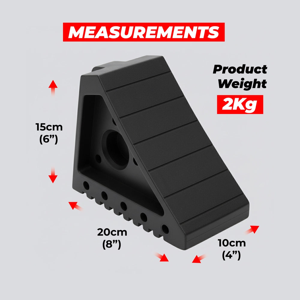 Small Wheel Chock 2KG | Rubber Wheel Stop with Handle - Black