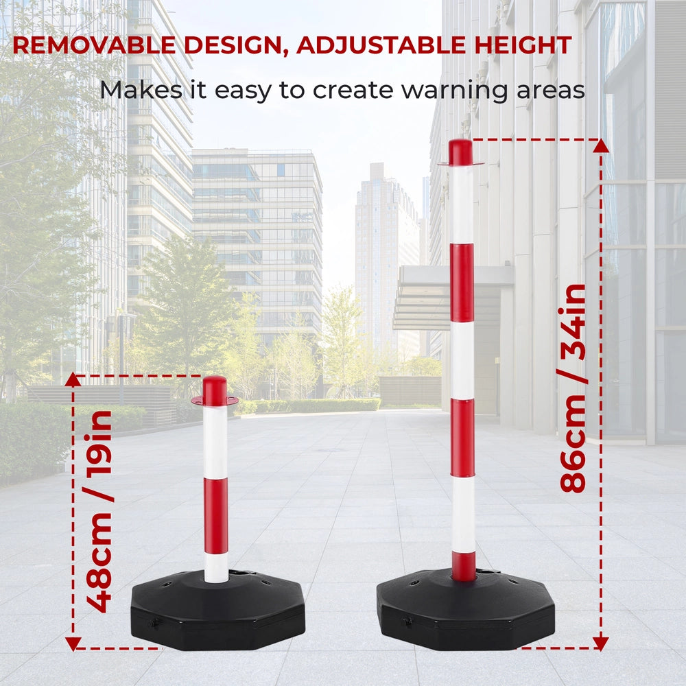Set of 3 Delineator Posts with 4Meter Chain | Red and White Queue Barrier Set