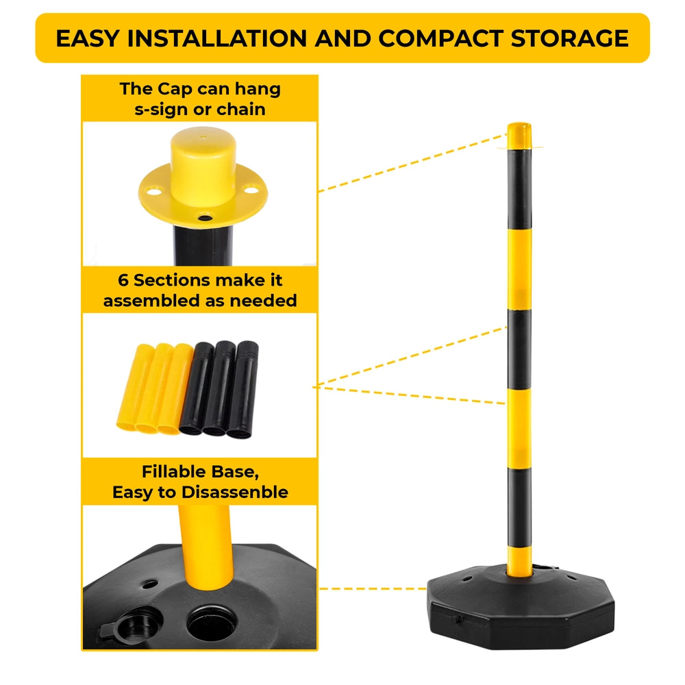 Set of 2 Delineator Posts with Chain | Yellow and Black Barrier Set