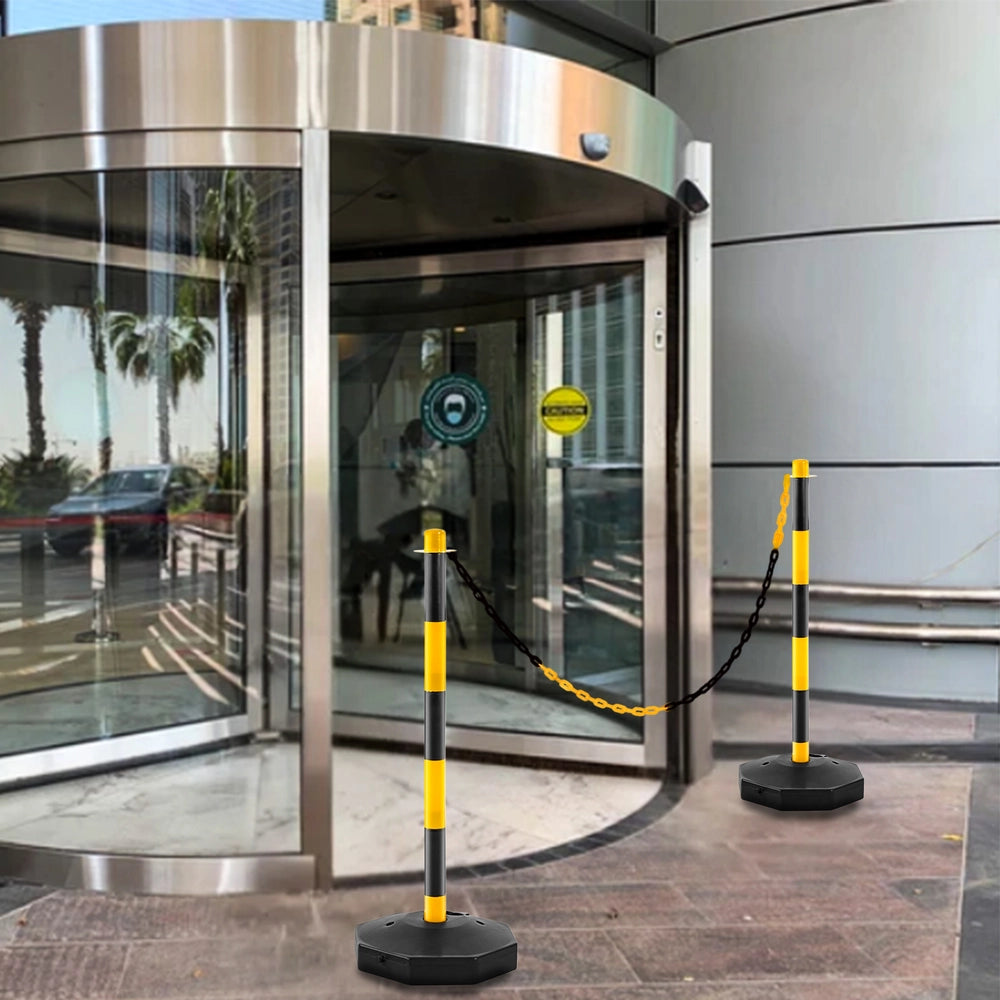 Set of 2 Delineator Posts with Chain | Yellow and Black Barrier Set